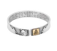 HIJONES Unisex Acier Inoxydable Zodiaque Buddha Anniversaire Bracelet Ouvert Six Paroles Vérité Bonheur Cœur Amour Bracelet Poignet Cochon