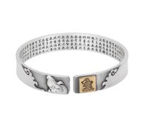 HIJONES Unisex Acier Inoxydable Zodiaque Buddha Anniversaire Bracelet Ouvert Six Paroles Vérité Bonheur Cœur Amour Bracelet Poignet Lapin