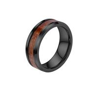 HIJONES Unisex Tungstène Anneau de Promesse Courbé en Bois de Placage à Grain de Bois en Forme de Baril de Whisky pour Couple de Mariage 8MM Noir Taille 54