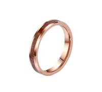 HIJONES Unisex Tungstène Anneau de Promesse Courbé en Bois de Placage à Grain de Bois en Forme de Baril de Whisky pour Couple de Mariage 4MM Or Rose Taille 54
