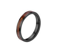 HIJONES Unisex Tungstène Anneau de Promesse Courbé en Bois de Placage à Grain de Bois en Forme de Baril de Whisky pour Couple de Mariage 4MM Noir Taille 54