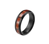 HIJONES Unisex Tungstène Bois Placage Érable Incrusté Whisky Baril Dôme Bague de Mariage Promesse Fiançailles Bijoux 6MM-Noir Taille 54