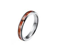 HIJONES Unisex Tungstène Bois Placage Érable Incrusté Whisky Baril Dôme Bague de Mariage Promesse Fiançailles Bijoux 4MM-Argent Taille 54