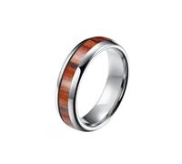 HIJONES Unisex Tungstène Bois Placage Érable Incrusté Whisky Baril Dôme Bague de Mariage Promesse Fiançailles Bijoux 6MM-Argent Taille 54