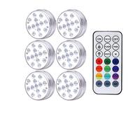HIJYMNZPQ 13 LEDs lumière sous-Marine 16 Couleurs rvb IP68 étanche Piscine RF télécommande lumières Submersibles for étang Vase CréEr Une Ambiance(1 Controller 6 Lamp)