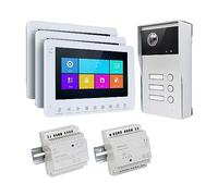 HIJYMNZPQ 7 "2 Fils Visiophone Interphone Sonnette Caméra Montage en Surface Mémoire Externe Enregistrement Automatique D'instantané for 3 Familles Installer en Un Clin D'œIl