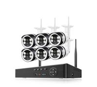 HIJYMNZPQ H.265 8CH 3MP 5MP Système De Caméra Sécurité sans Fil Détection Humaine P2P Couleur Vision Nocturne Enregistreur Vidéo Kit Surveillance Bonne Qualité d'image(None,8CH NVR 6 Cam 5MP)