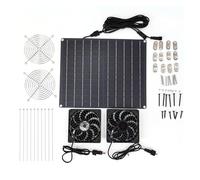 HIJYMNZPQ Kit De Ventilateur Solaire 15 W 12 V, Panneau Étanche IP65, Ventilateurs D'extraction, Régulateur Température, Ventilation Solaires for Animalerie Conversion De Vent Fort