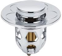 Hikaka Bouchon universel de fuite tête d'eau lavabo, vidange d'évier en acier inoxydable filtre rebond convertisseur type poussoir noyau (Argent)