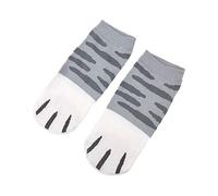 Hikaka Les chaussettes de coton, les filles de nouveauté Lady réchauffent courtes patte de chat de dessin animé bateau kitty griffes cheville bouche peu profonde mignonnes en chaton (Gris + Rayure)