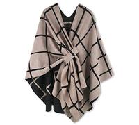 HIKARO Poncho d'hiver Mode Femme Réversible Châle Écharpe Wrap Chaud Cardigan Créatif Manteau
