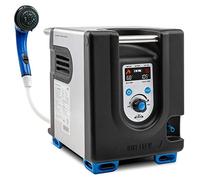 Hike Crew Chauffe-eau au propane portable et pompe de douche avec batterie intégrée, système compact de nettoyage et douche d'extérieur avec écran LCD, fermeture de sécurité et housse de