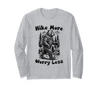 Hike More Worry Less Funny Cub Scouts BSA Hiking Bear Manche Longue