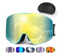 Hikeen Lunette de Ski Photochromiques: Masque de Ski Look Iridé Lunette Ski Anti-Buée Protection UV pour Homme Femme, Lunette Moto Cross Triple Rembourrage pour Snowboard-Boîtier de Rangement- Cadeau