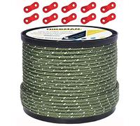 HIKEMAN 50 mètres de câble de réflecteur câble de Camp extérieur Corde de Guidage de 100% Nylon Corde enroulée de 10 tenseurs en Alliage d 'Aluminium pour Camper (Armée Verte, Diameter 4 mm)