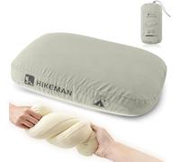 HIKEMAN Oreiller de camping en mousse à mémoire de forme - Oreiller de voyage ultra léger et ergonomique pour le camping, la voiture, la plage, le bureau (gris)