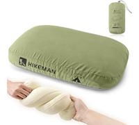HIKEMAN Oreiller de camping en mousse à mémoire de forme - Oreiller de voyage ultra léger et ergonomique pour le camping, la voiture, la plage, le bureau (vert kaki)
