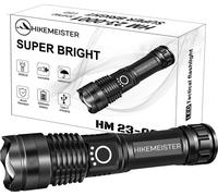 HikeMeister® Lampe de poche LED Rechargeable 3000 lumens, Lampe de poche LED Extrêmement Lumineux Zoomable, 5 modes d'éclairage Lampe de poche LED Petite pour le camping Randonnée Urgences Extérieur