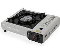 HikeMeister® Réchaud de camping à gaz pour l'extérieur, plaque de barbecue, bouteilles de gaz, mallette de transport (gris)