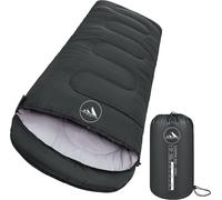 HikeMeister® Sac de couchage momie 1600 grammes - Camping - Noir - env. 220 x 80 cm - avec poche intérieure - Zone de confort : 0-15 °C - Sac de transport