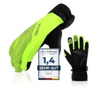 HIKENTURE Gants Vélo Hiver Homme Femme Doublés de Gel - Thermiques, Imperméables - Écran Tactile - Isolation 3M Thinsulate pour Cyclisme, Randonnée, Course, Sport d'Extérieur - Vert d'argent - XL