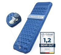 HIKENTURE Matelas Camping Auto-gonflant 13cm Ultra Épais avec Coussin, Petit Encombrement, Tapis de Couchage avec Pompe à Pied Portable et Compact pour Extérieur, Randonnée, Voyage, Tente - Bleu