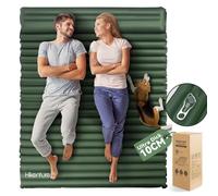 HIKENTURE Matelas de camping pour 2 personnes, 10 cm, double matelas isolant gonflable avec coussin, tapis de couchage de camping autogonflant 140 cm avec pompe à pied, pour camping, extérieur,