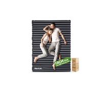 HIKENTURE Matelas gonflable pour 2 personnes, double matelas isolant auto-gonflable, 140 cm, avec pompe à pied, pour camping, extérieur, randonnée, plage, gris