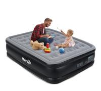HikerSKY Matelas Gonflable 2 Personnes avec Pompe Intégrée, Surface Douce et Confortable - Idéal pour Camping et Maison (Gris, 198x147x45cm)