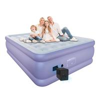 HikerSKY Matelas pneumatique king size, avec pompe à piles, auto-gonflant en 3 minutes, lit gonflable de surface floquée pour la maison, les invités, le camping, violet, 204 x 153 x 55 cm