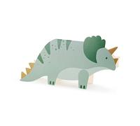 HIKIhooray Triceratops Lot de 6 cartes d'invitation pour anniversaire d'enfant - Avec enveloppes - Forme de dinosaure vert (environ 18,5 × 9,4 cm) - Cartes d'invitation pour garçons et filles