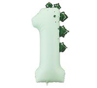 HIKIhooray XXL Ballon chiffre 1 en forme de dinosaure de 1er anniversaire (36 pouces) | Ballon feuille de menthe avec dents de dino pour anniversaire d'enfant & décoration de jungle | Hélium & air