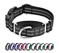 Hikiko Martingale Collier réfléchissant pour Chien en Nylon avec Boucle à dégagement Rapide réglable et antidérapant (Taille M, Noir)
