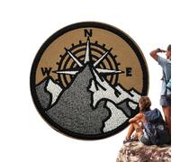 Hiking Clothes Patches, Reusable Compass Mountain Embroidery Badge