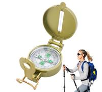 Hiking Compass | Metal Field Navigation Compass 7.4x5.3x2.5cm | Portable Map Tool | Waterproof Pocket Survival Compasss with Aiming Lines Magnifier Hangable Ring for Hiking Camping