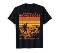Hiking & Dogs Count Me in Retro Sunset Hiker T-Shirt