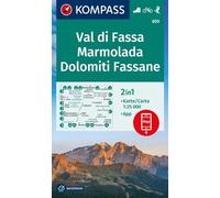 Hiking Map 650 Val di Fassa, Marmolada, Dolomiti Fassane 1:25,000: Marked hiking trails, huts, cycling routes. 1:25000.