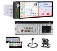 Hikity 1 Din Autoradio CarPlay Android Auto sans Fil, Poste Radio Voiture Bluetooth Mains Libres 6,9 Pouces IPS Tactile écran Single DIN MirrorLink FM Caméra