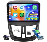 Hikity 2+64GB Android 15 Autoradio pour Peugeot 207 2009-2013 Écran Tactile 9 Pouces, Carplay Android Auto sans Fil, Bluetooth Stéréo, WiFi FM RDS USB + Caméra de Recula