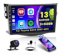 Hikity 2+64GB Android 15 Autoradio pour Toyota RAV4 2007-2011 Radio Carplay Android Auto sans Fil Hikity Écran Tactile 9 Pouces Bluetooth Stéréo WiFi RDS USB + Caméra de Recula
