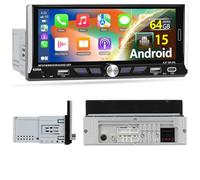 Hikity 2+64GB Android Autoradio 1 Din Wireless Carplay, Écran Tactile 6,9 Pouces Poste Radio Voiture 1 Din avec GPS, Android Auto, WiFi, Bluetooth, EQ, FM RDS, Caméra de Recul