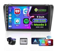Hikity 2G 64G Autoradio pour Mazda 3 2006-2012 avec Carplay Wireless Android Auto,9Pouces Android 15 Poste Radio Voiture GPS Auto Radio avec WiFi Bluetooth RDS EQ FM USB SWC MIC Caméra de Recul