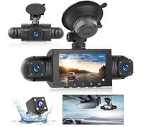 Hikity 3" IPS Screen 360° Four Camera avec DVR Fonction pour Autoradio Android, Dascham de Voiture avec Enregistrement en Boucle, capteur G, Vision Nocturne, détection de Mouvement