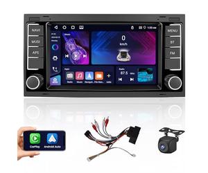 Hikity 4+64G Autoradio Android pour VW Touareg/Transporter T5 Multivan avec sans Fil Carplay Android Auto, 7 Pouces Poste Radio de Voiture avec Bluetooth WIFI Mirror Link GPS FM RDS DSP SWC MIC Caméra
