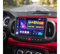 Hikity 4+64GB Android 15 Autoradio pour Fiat 500L 2012-2017 avec Carplay sans Fil Android Auto, 10.1 Pouces Écran Tactile avec GPS Bluetooth WiFi FM/RDS caméra de recul