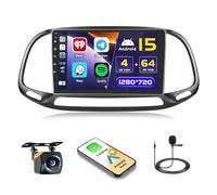 Hikity 4+64GB Android 15 Autoradio pour Fiat Doblo/Yeni Kasa 2015 avec Carplay sans Fil Android Auto, 9 Pouces Écran Tactile avec GPS Bluetooth WiFi FM/RDS DSP caméra de recul