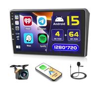 Hikity 4+64GB Android 15 Autoradio pour Peugeot 407 2004-2011 avec Carplay sans Fil Android Auto, 9 Pouces Écran Tactile avec GPS Bluetooth WiFi FM/RDS caméra de recul
