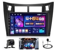 Hikity 4+64GB Android 15 Autoradio pour Toyota Yaris 2006-2011 avec Carplay sans Fil Android Auto, 9 Pouces Écran Tactile avec GPS Bluetooth WiFi FM/RDS caméra de recul