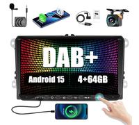 Hikity [4+64GB Android 15 Autoradio pour VW Golf 5 6 Passat Polo Tiguan Touran Caddy Skoda Radio CarPlay Android Auto Wireless Écran Tactile 9”BT Mirror Link Navi GPS AI DSP WiFi FM RDS SWC