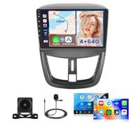 Hikity 4G+64G Android 15 Autoradio pour Peugeot 207 2006-2015 Auto Radio 2 Din Wireless Carplay Android Voiture 9 Pouces Écran Tactile avec GPS WiFi Radio FM/RDS 32EQ BT Caméra MIC